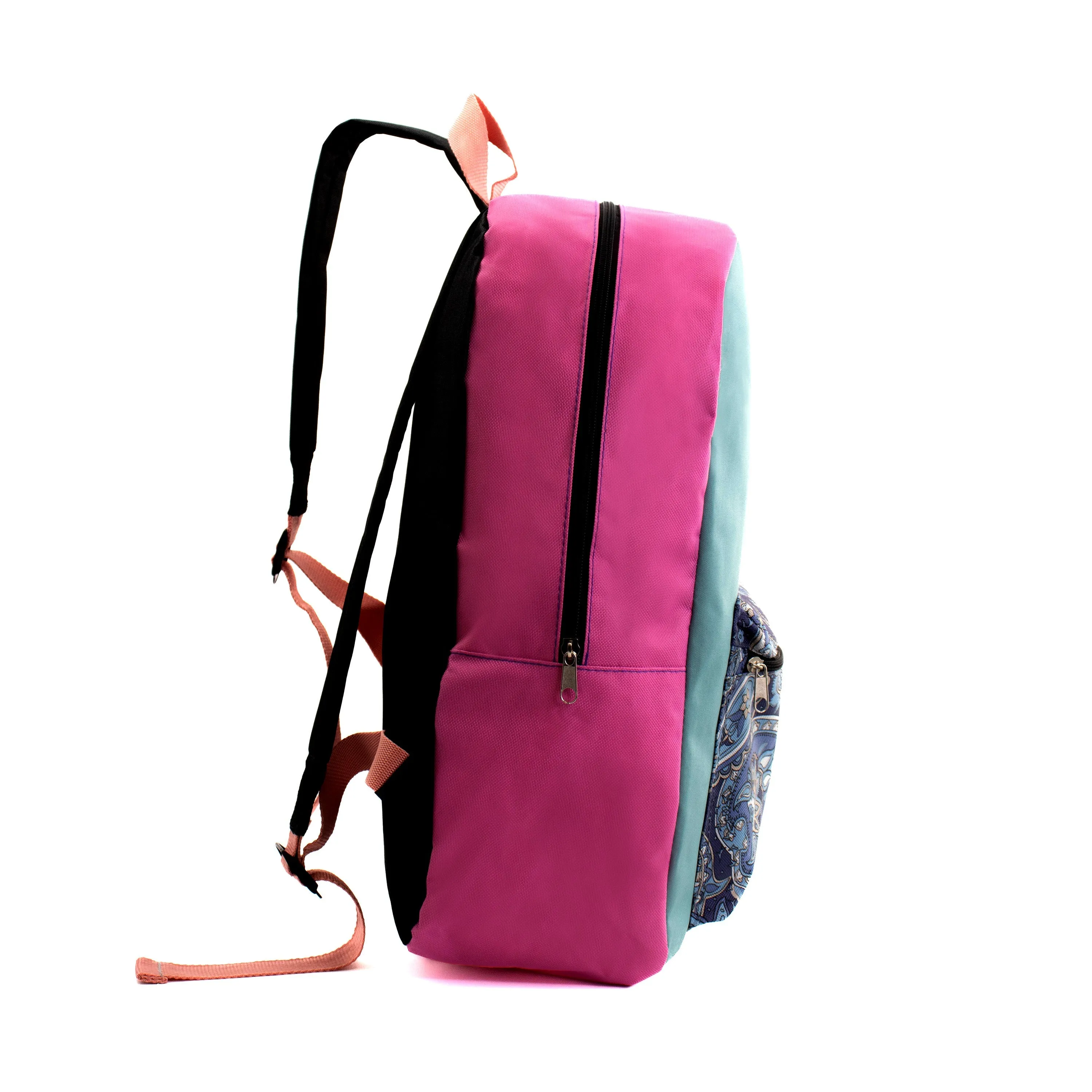 17" Kids Basic Wholesale Backpack in Randomly Assorted Solid Colors with Prints - Bulk Case of 24