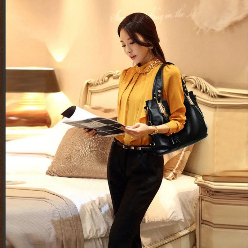 2020 new korean style chic elegant fashion versatile soft leather shoulder bag