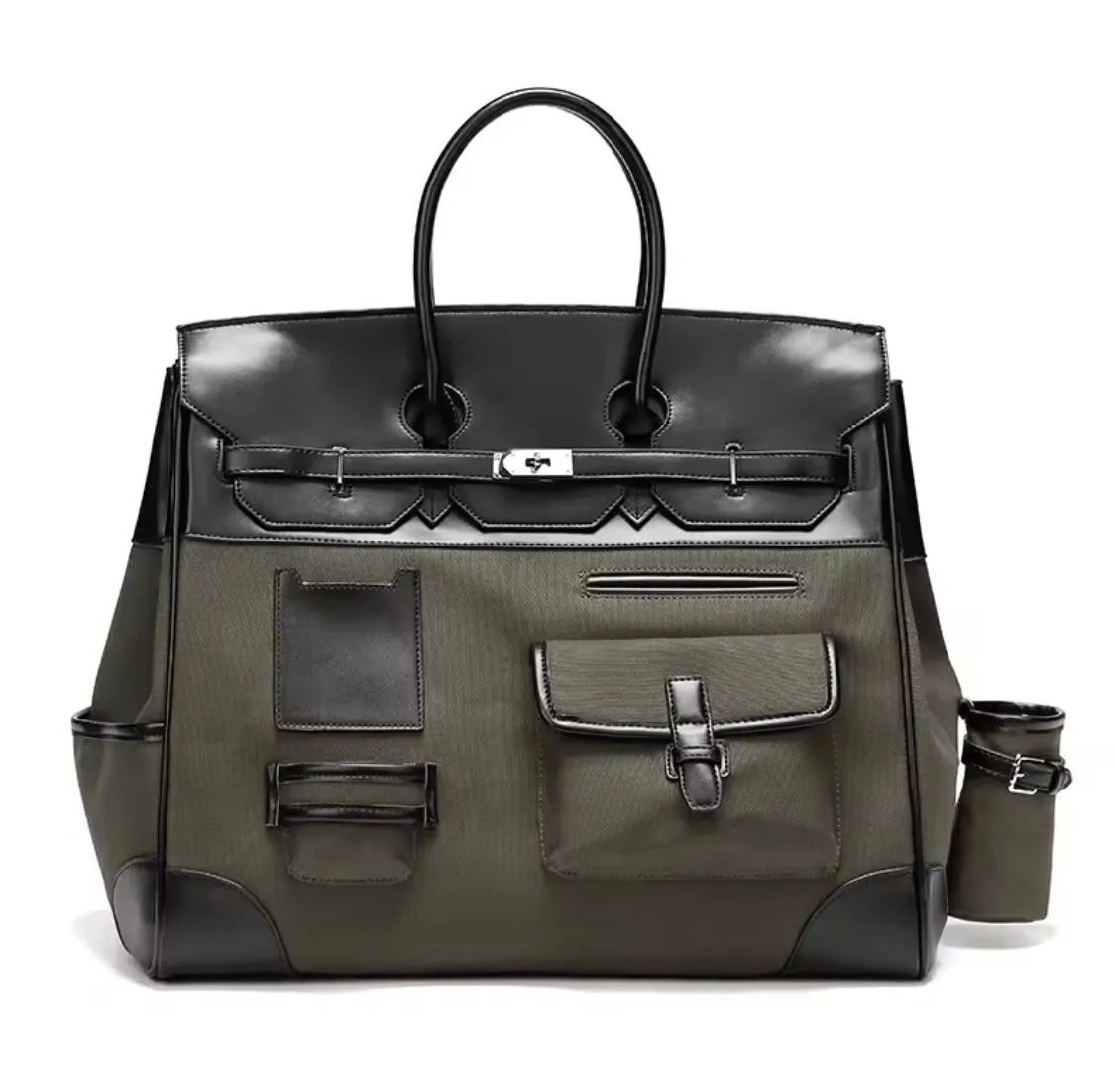 46cm Men's Birkin Canvas Bag - Army Green