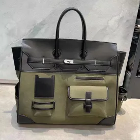 46cm Men's Birkin Canvas Bag - Army Green