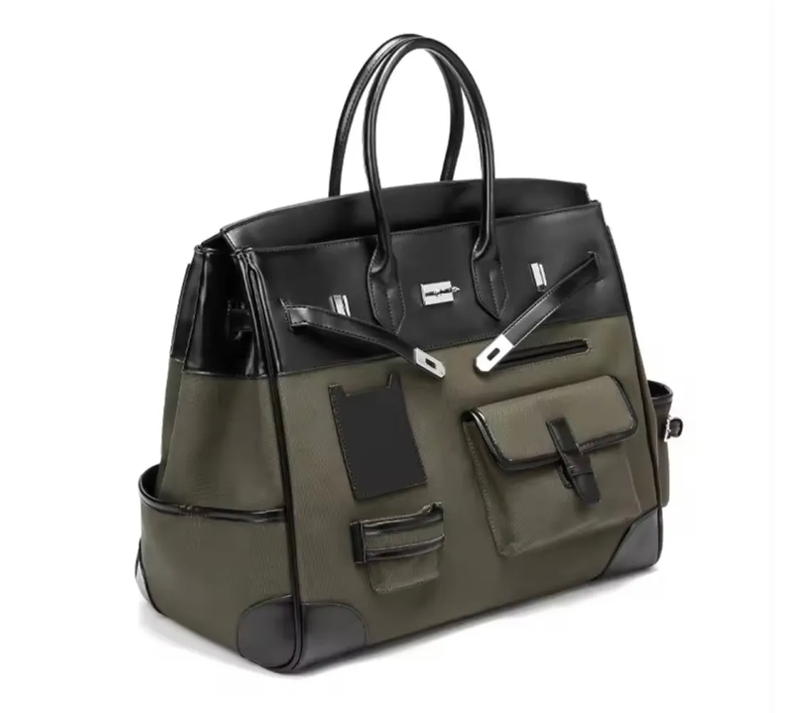 46cm Men's Birkin Canvas Bag - Army Green