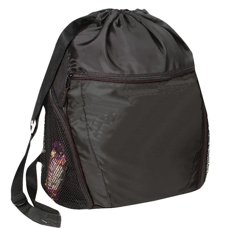 6 ct Large Capacity Drawstring Bag Multi-Pocket for Gym Sports & Workout Gear - Pack of 6
