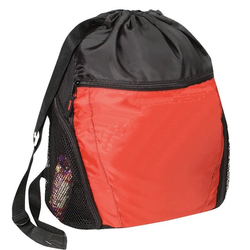 6 ct Large Capacity Drawstring Bag Multi-Pocket for Gym Sports & Workout Gear - Pack of 6