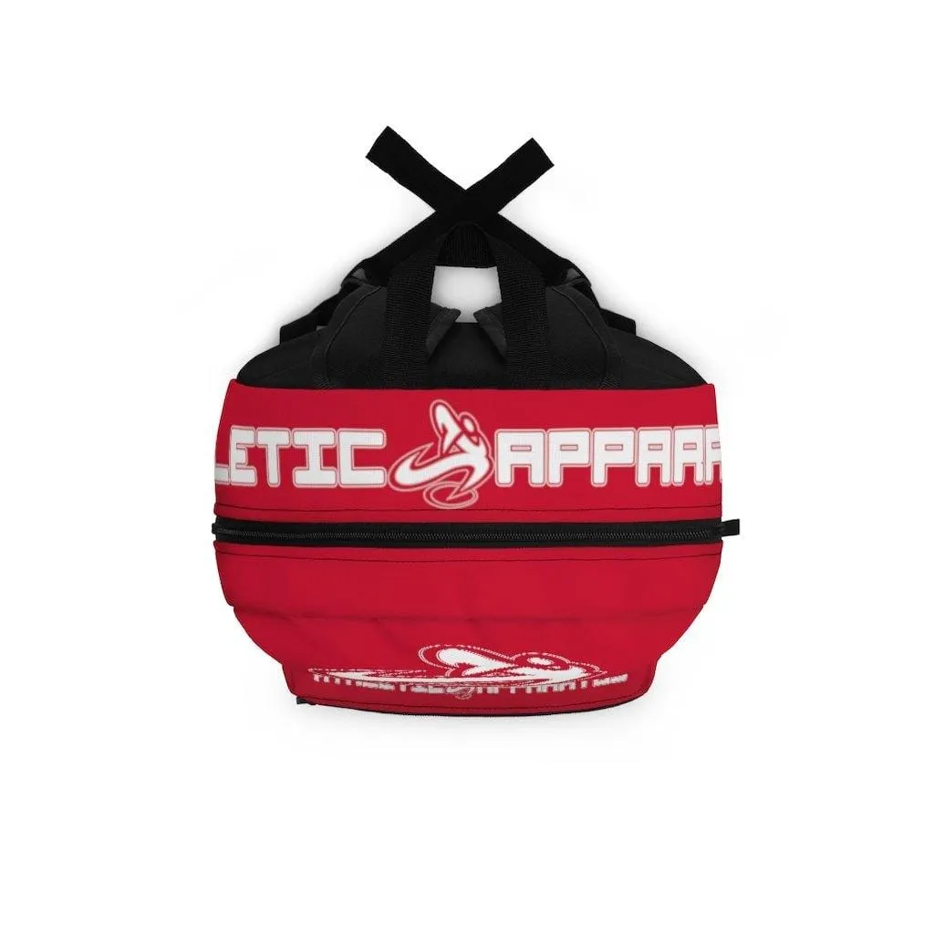 Athletic Apparatus Red Backpack with white name label on top (Made in USA)
