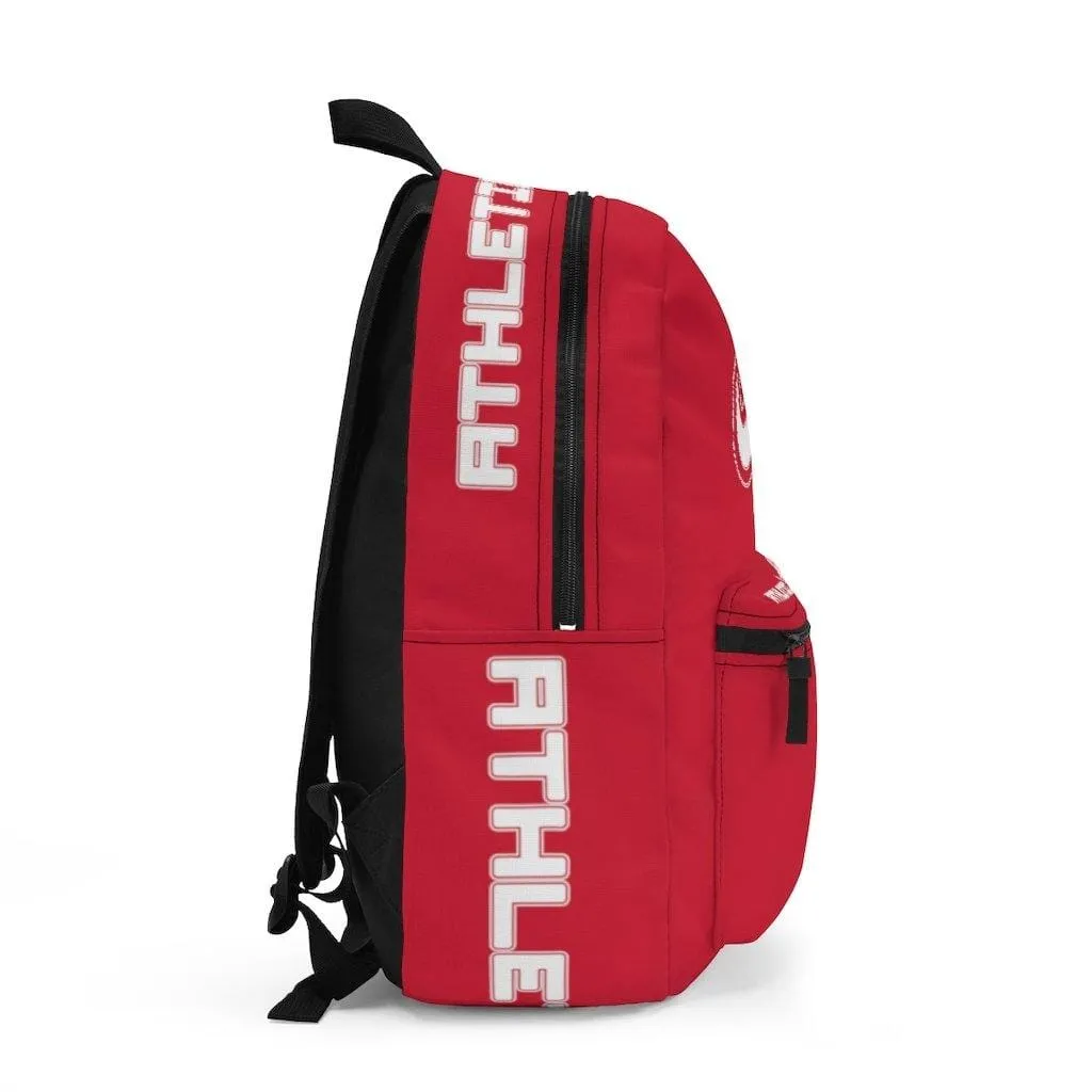 Athletic Apparatus Red Backpack with white name label on top (Made in USA)