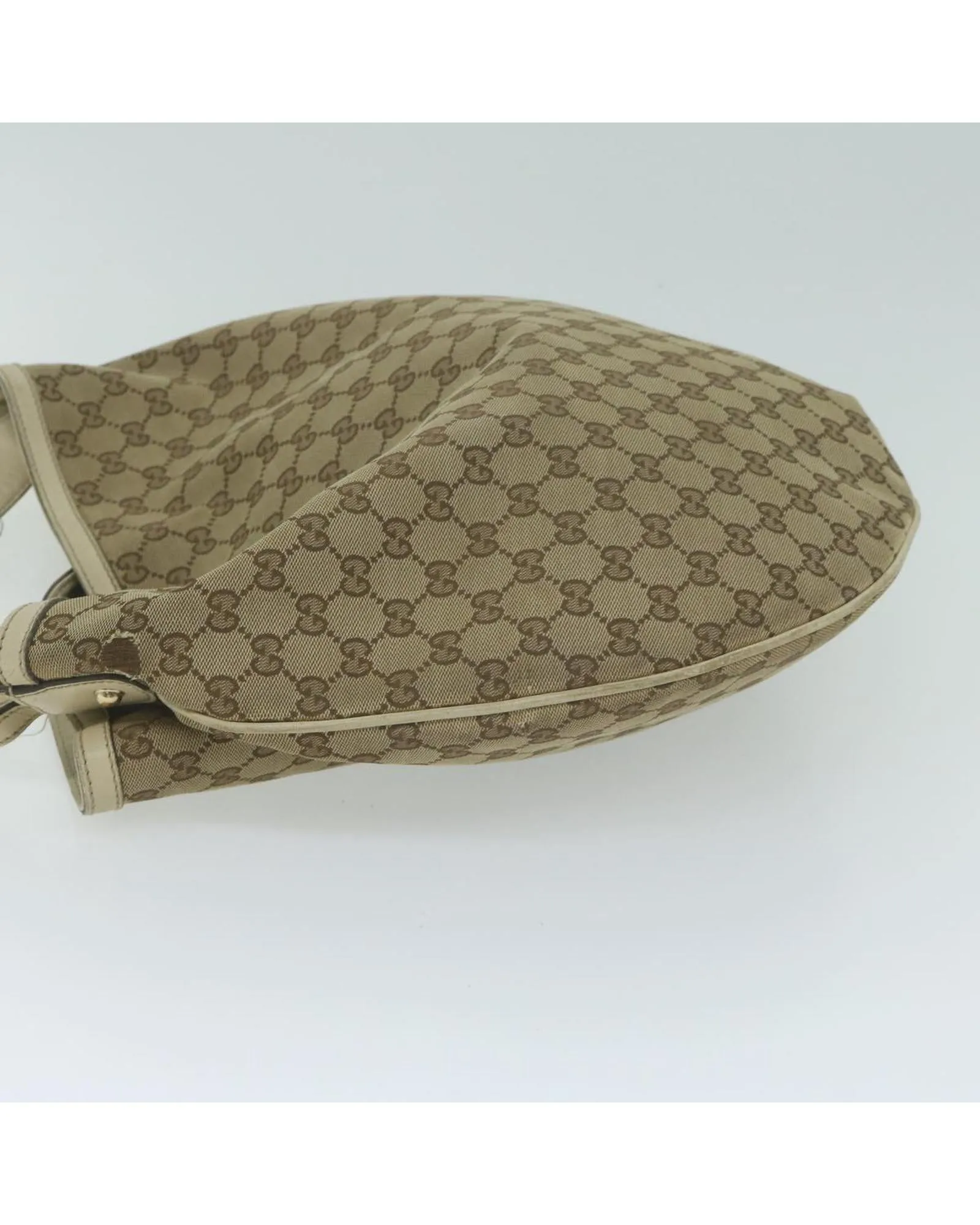 Authentic Beige GG Canvas Shoulder Bag with Accessory