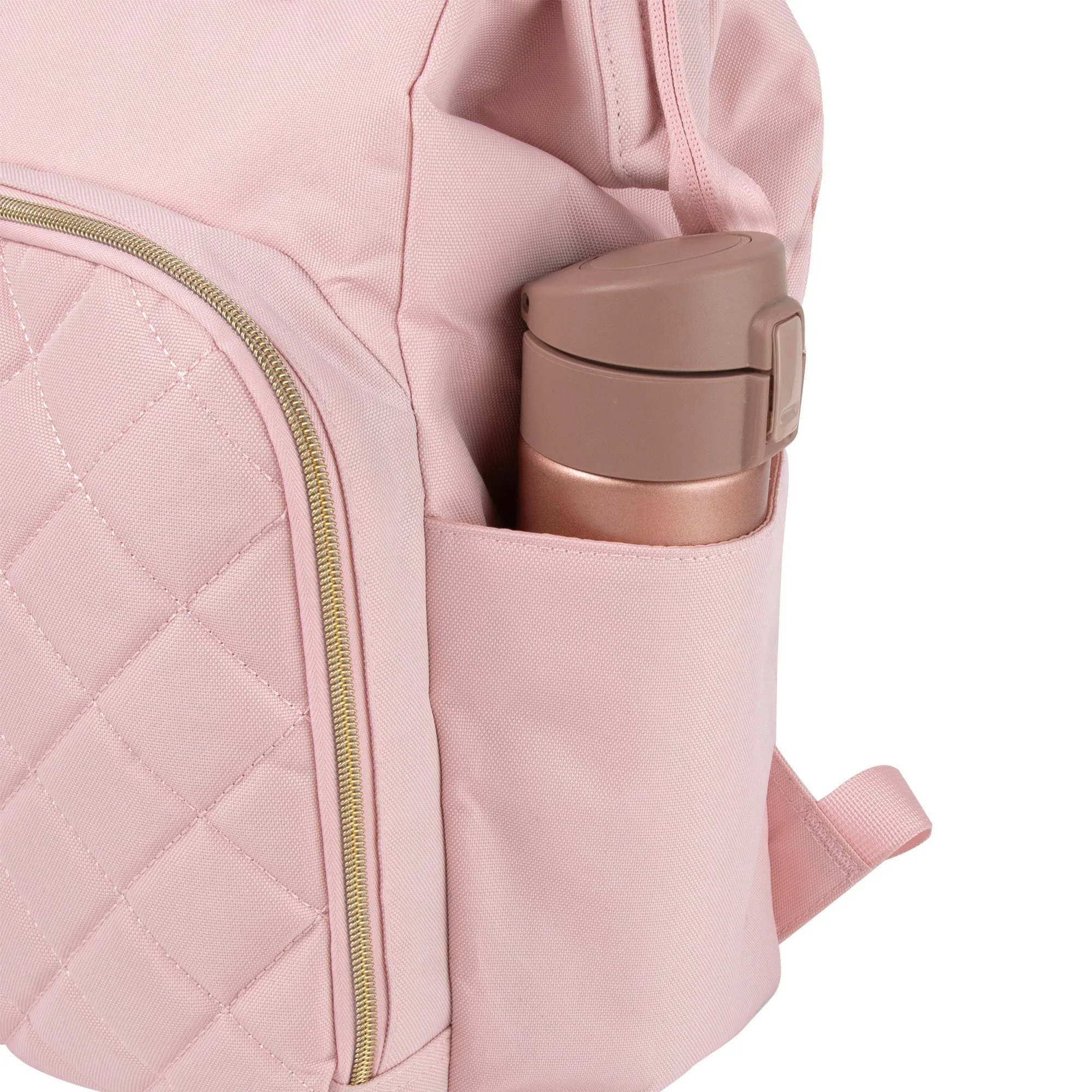 Baby Essentials Wide Opening Diaper Bag Backpack With Changing Pad And Stroller Straps - Pink