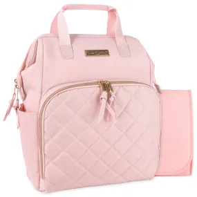 Baby Essentials Wide Opening Diaper Bag Backpack With Changing Pad And Stroller Straps - Pink