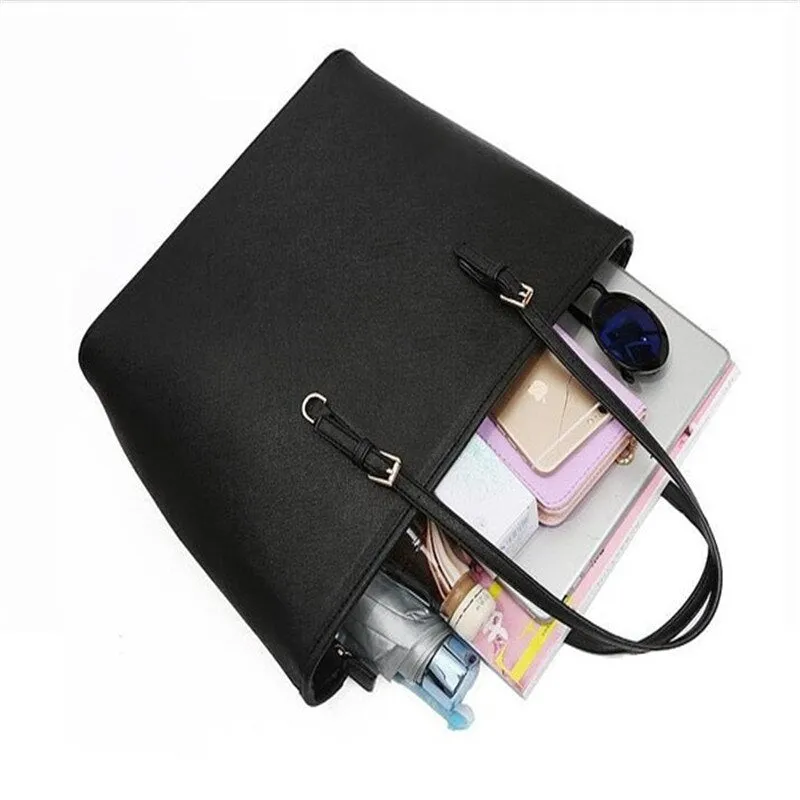 Bag Fashion Women Leather Handbag Brief Shoulder Bags Black White