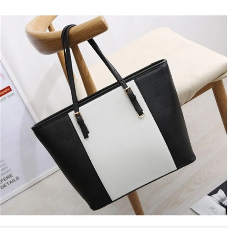 Bag Fashion Women Leather Handbag Brief Shoulder Bags Black White