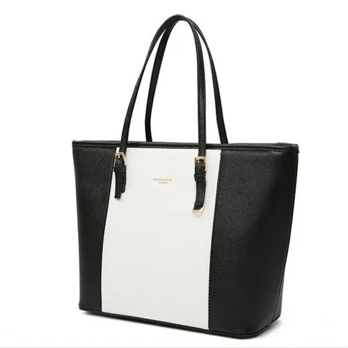 Bag Fashion Women Leather Handbag Brief Shoulder Bags Black White