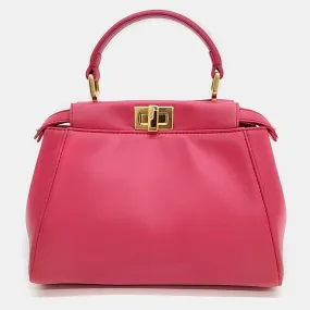 Beige Leather Peekaboo Mini Handbag