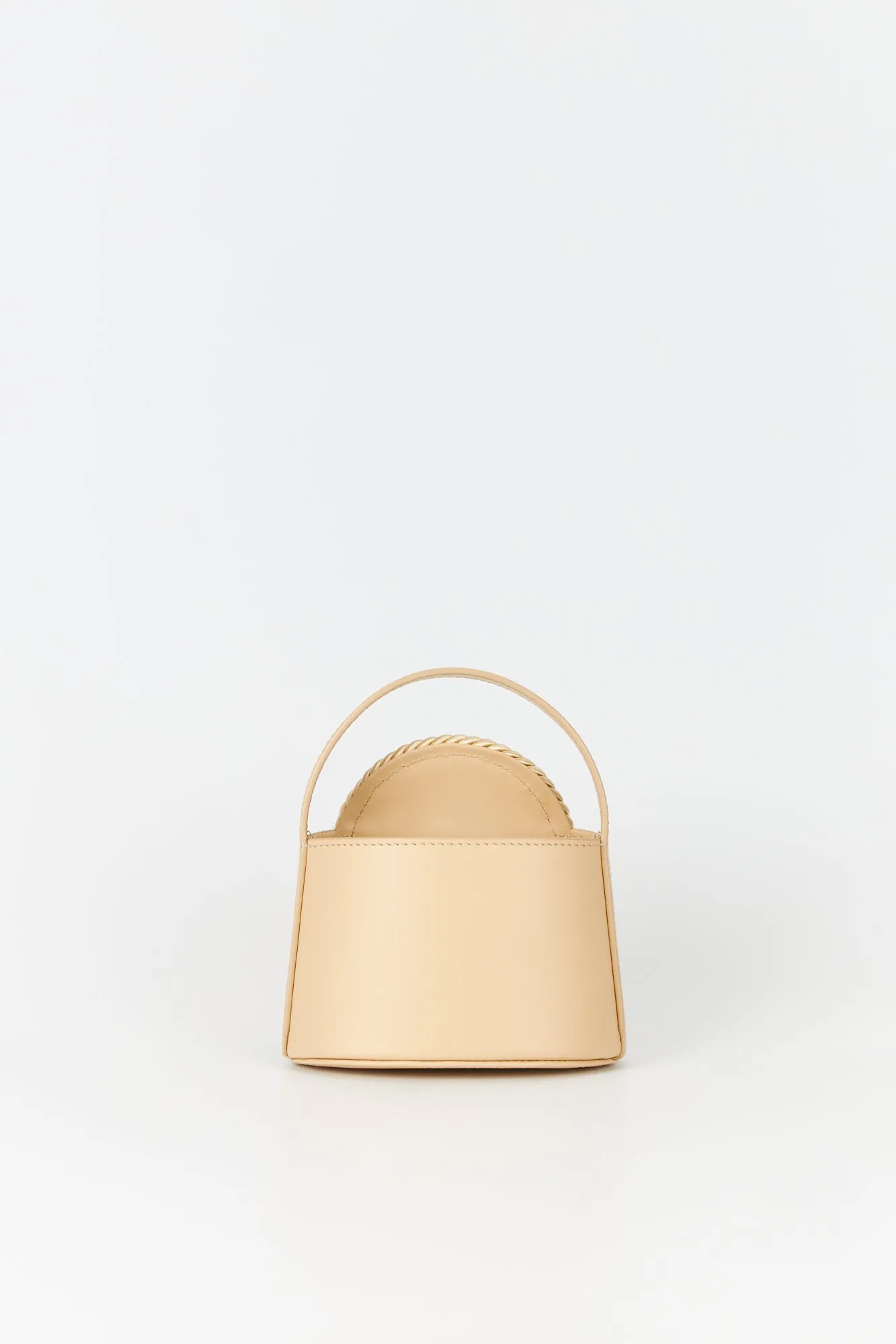 BEIGE Mini Leather Handle Bag with Passementerie Details