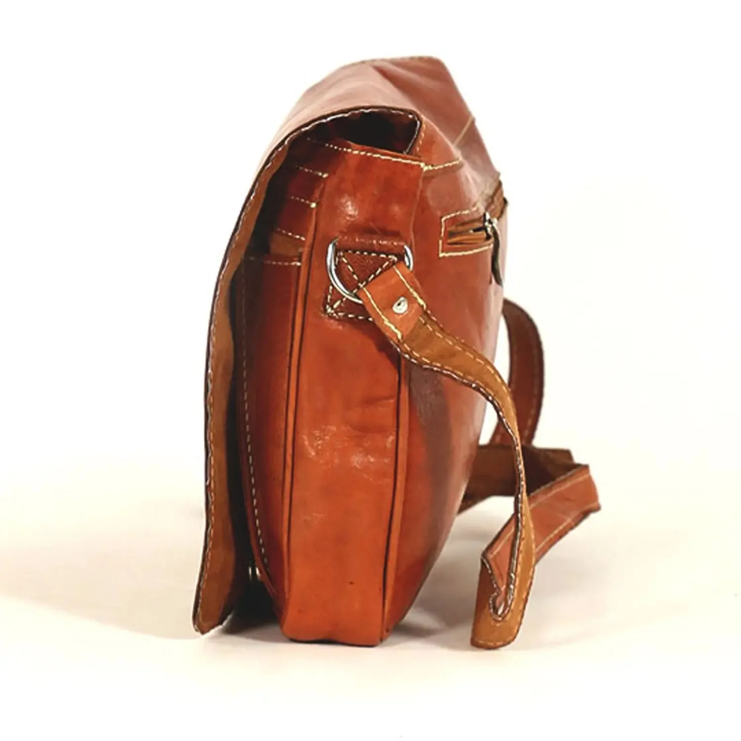 Biyadina Premium Vintage Messenger Leather Bag Handmade Satchel Red - handmade highly expert craftsman