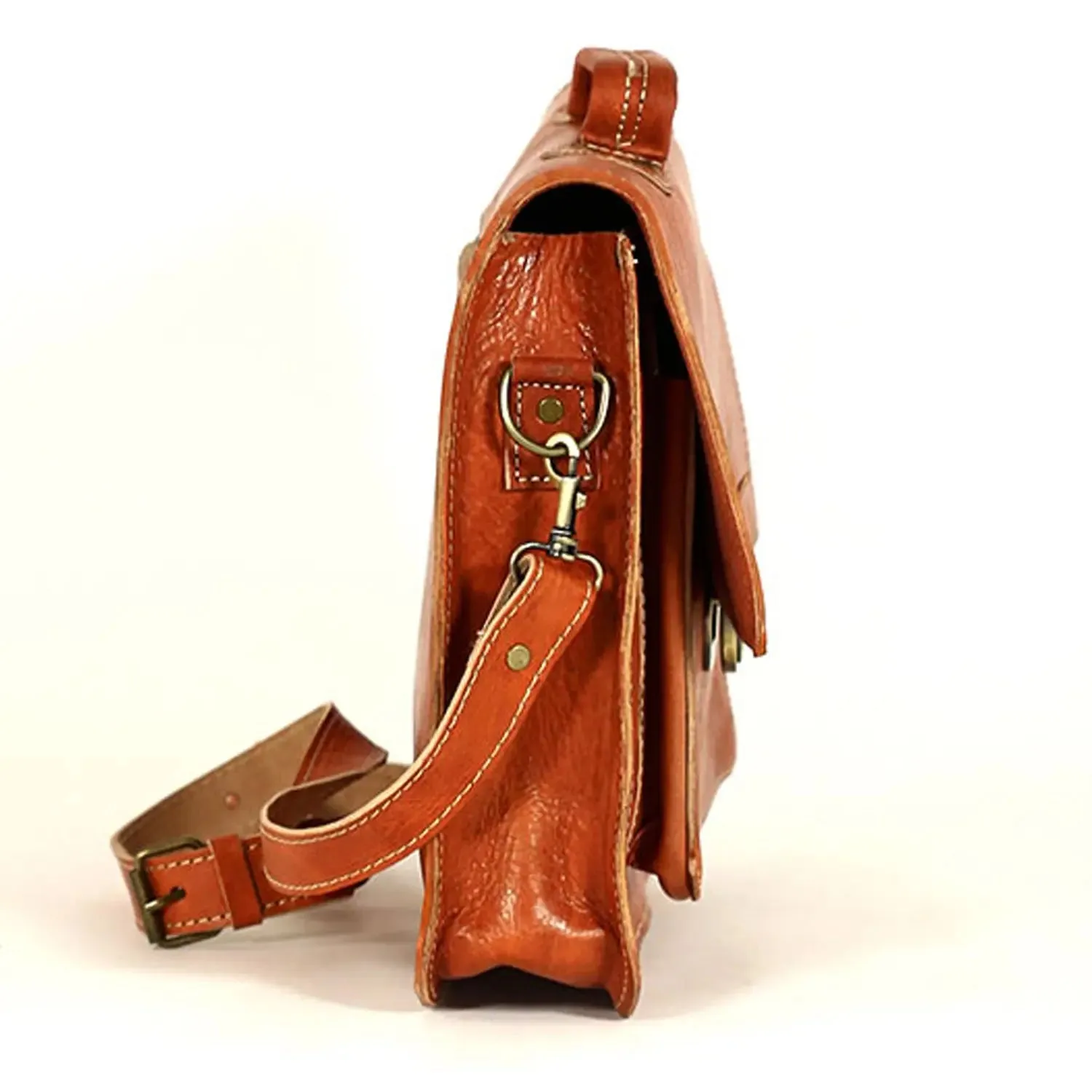 Biyadina Premium Vintage Messenger Leather Bag Handmade Satchel Red highly expert craftsman