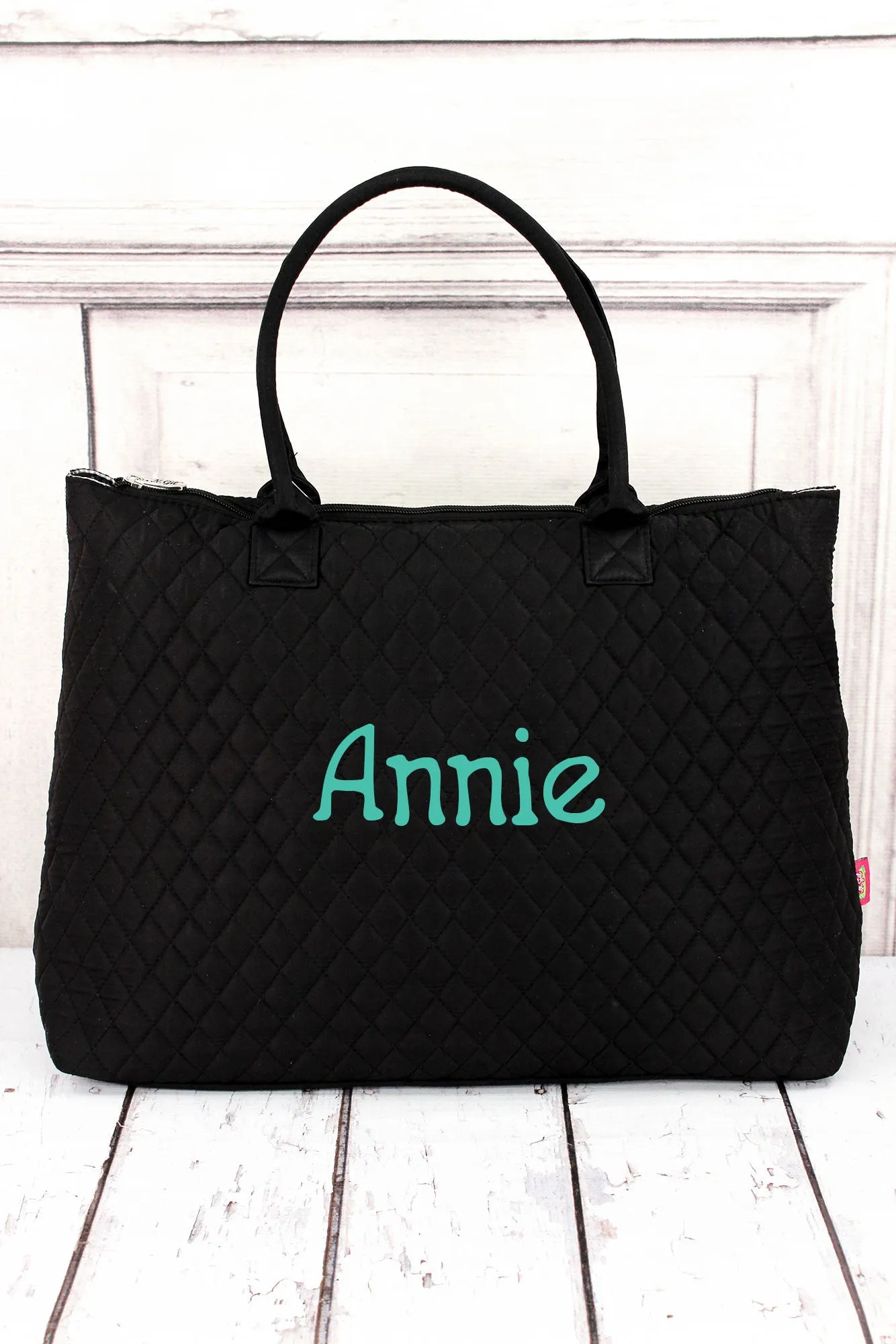 Black Quilted Large Shoulder Tote