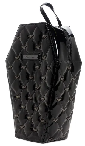 Black Vinyl "Mina" Bat Quilted Coffin Backpack