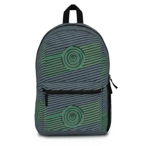 Blue Green Striped Backpack with Roomy Durability
