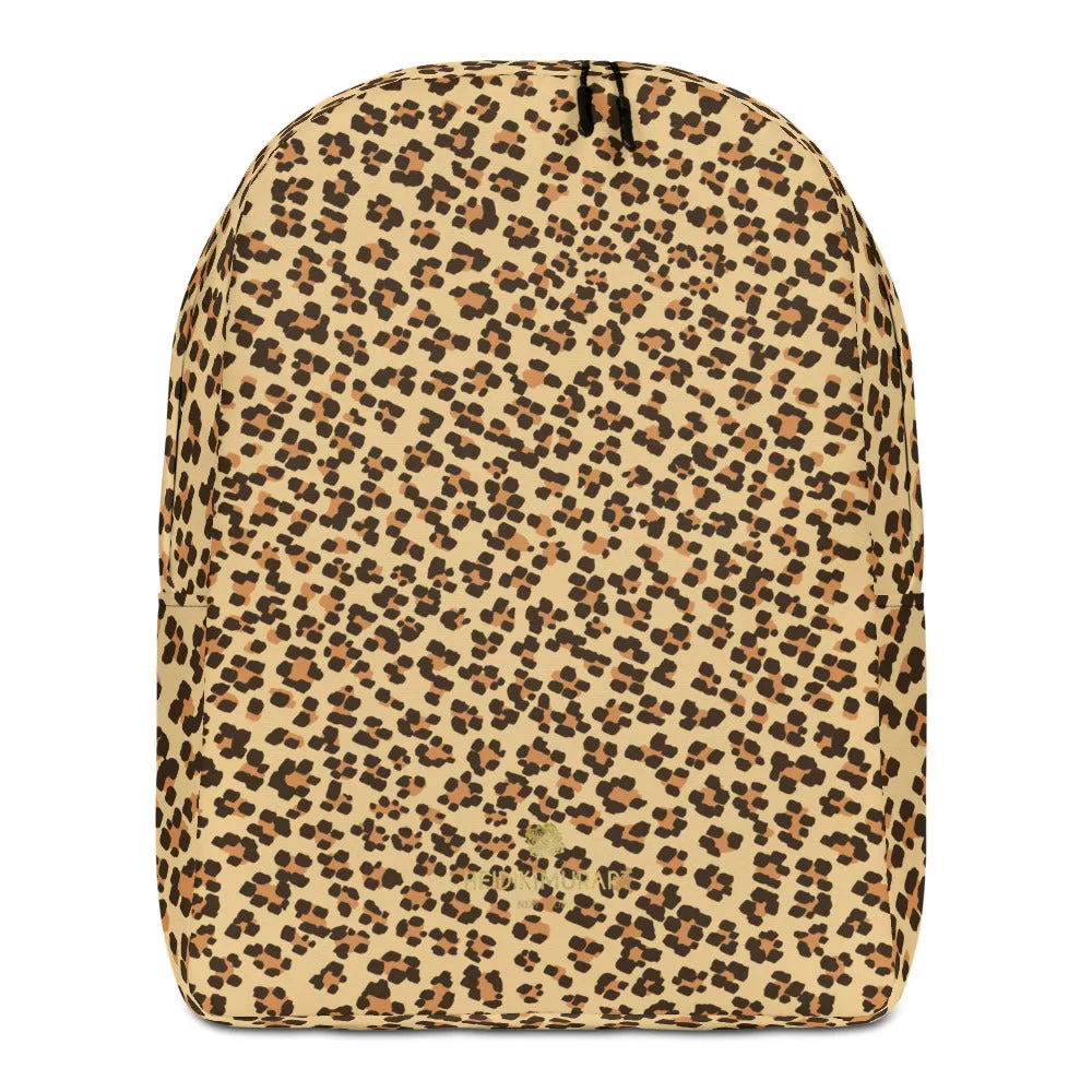 Brown Leopard Backpack, Animal Print Minimalist Backpack Travel Luggage - Made in EU