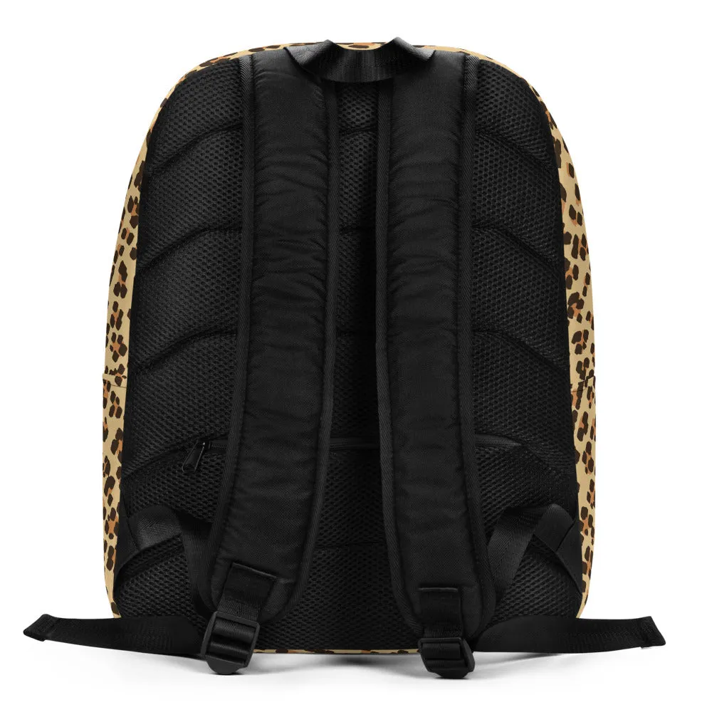 Brown Leopard Backpack, Animal Print Minimalist Backpack Travel Luggage - Made in EU