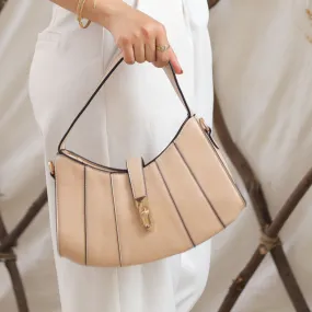 Buckle Strapy Cross Bags - Beige