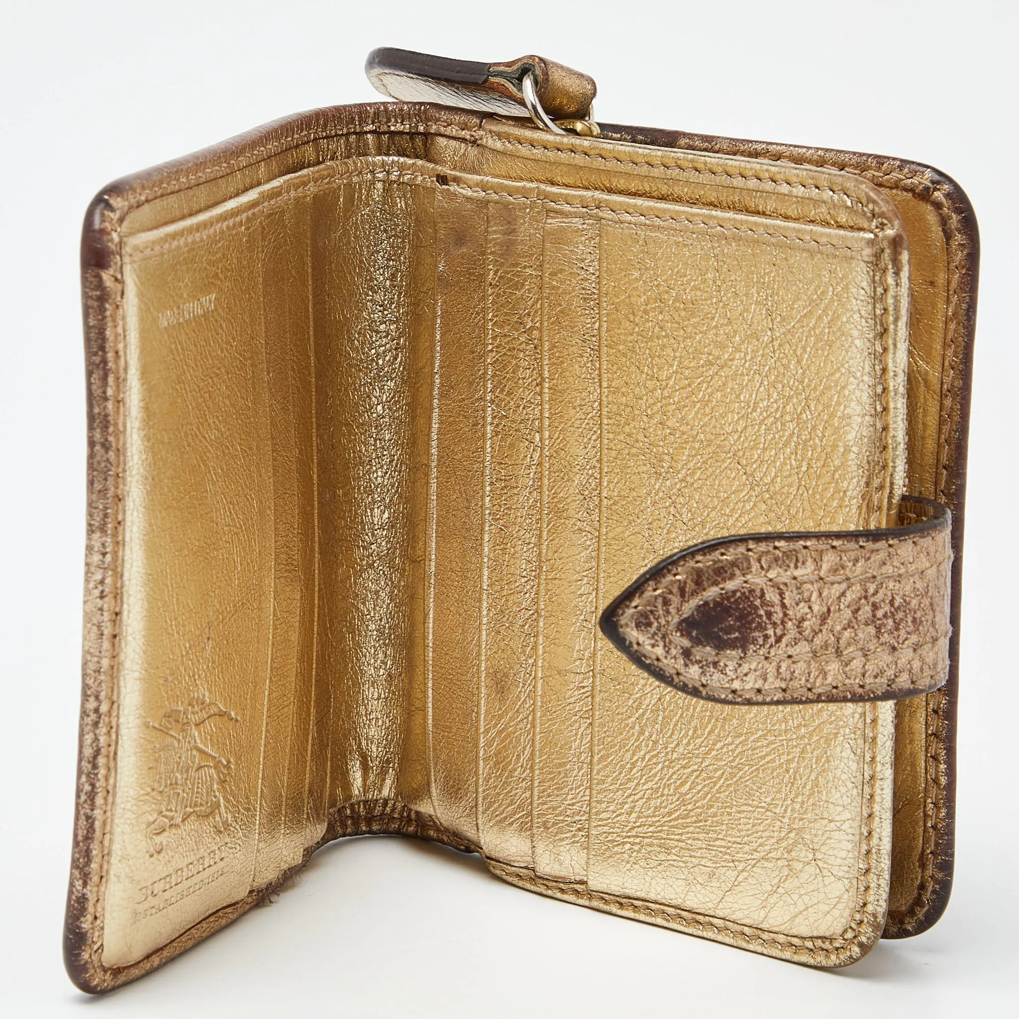 BURBERRY Beige/Gold Nova Check PVC and Leather Compact Wallet