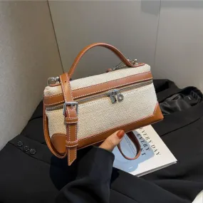 Canvas Patchwork Fashion Crossbody Bags Portable Bucket Box Handbag