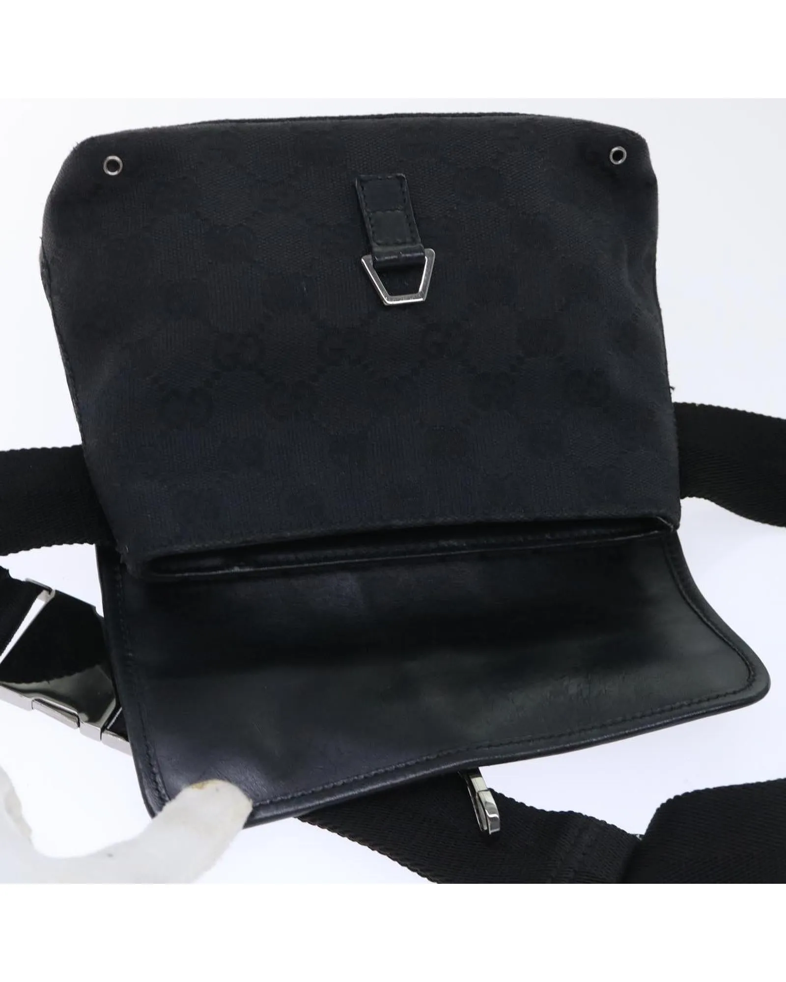 Canvas Waist Bag with GG Design - Black