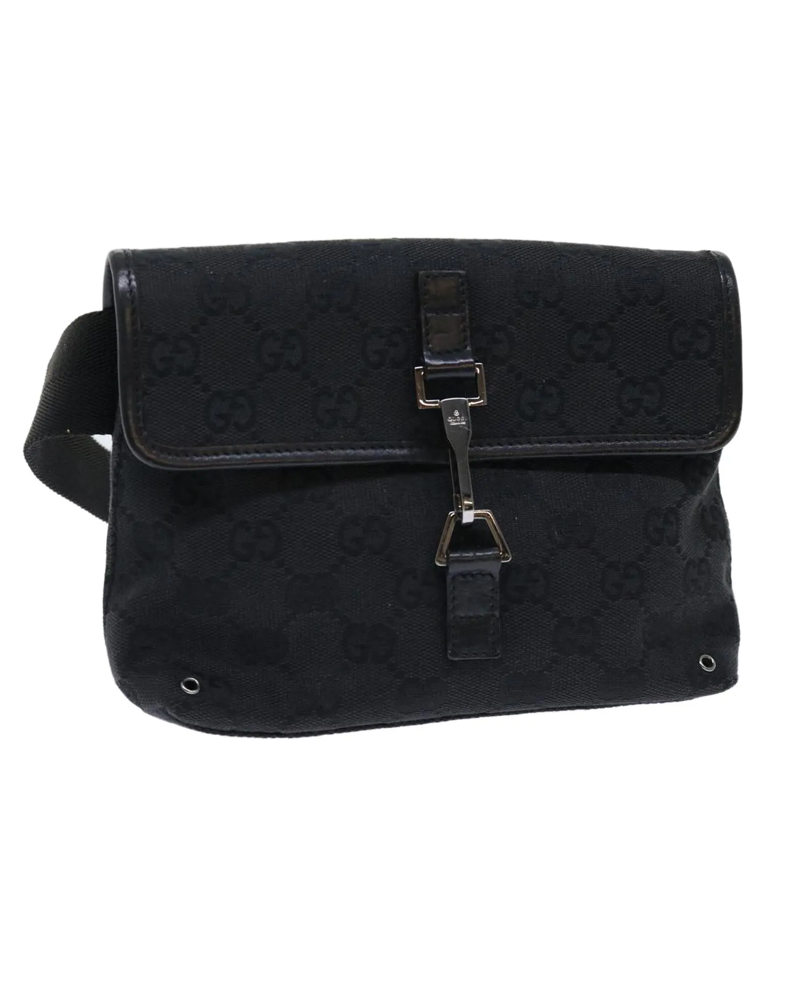 Canvas Waist Bag with GG Design - Black