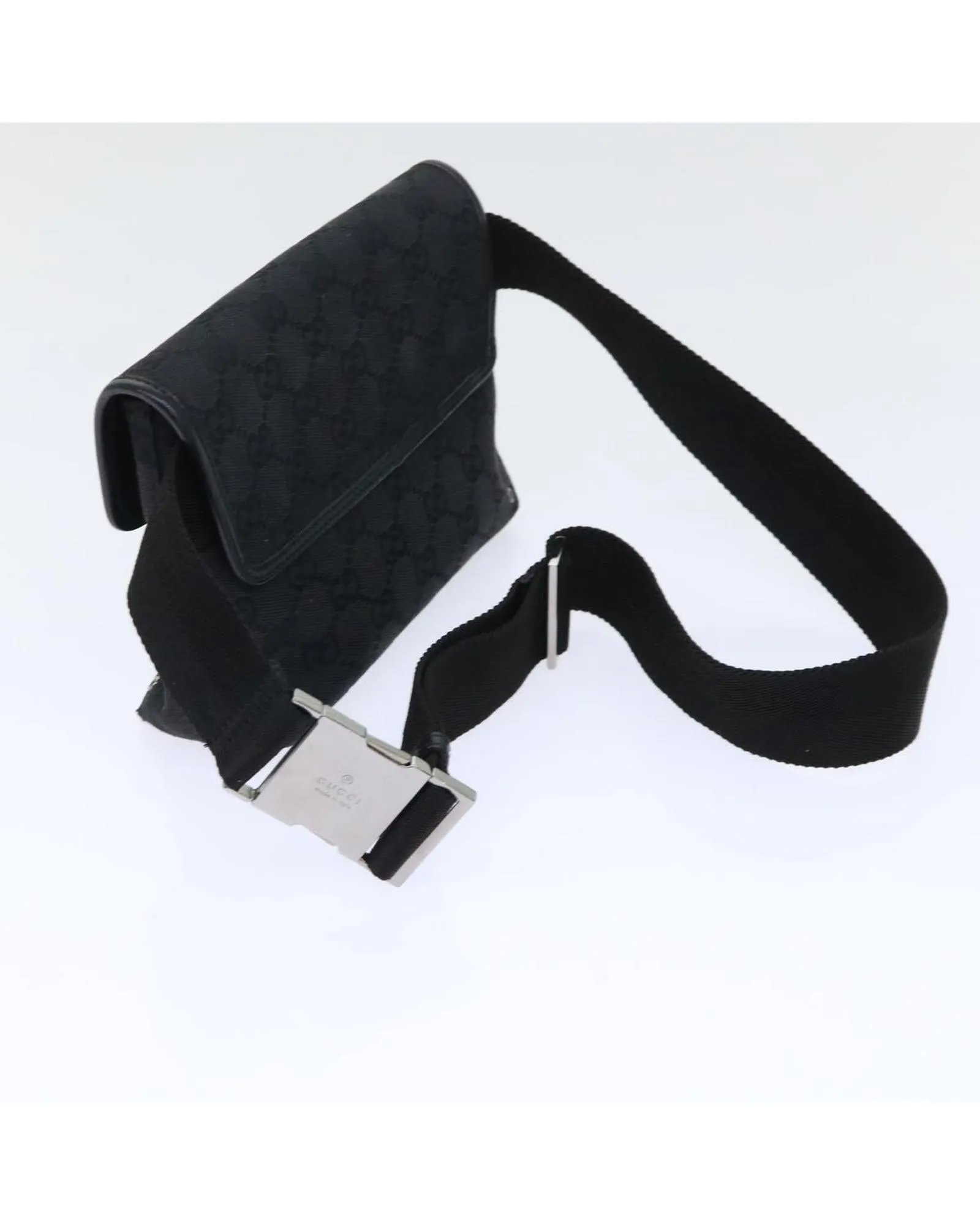 Canvas Waist Bag with GG Design - Black