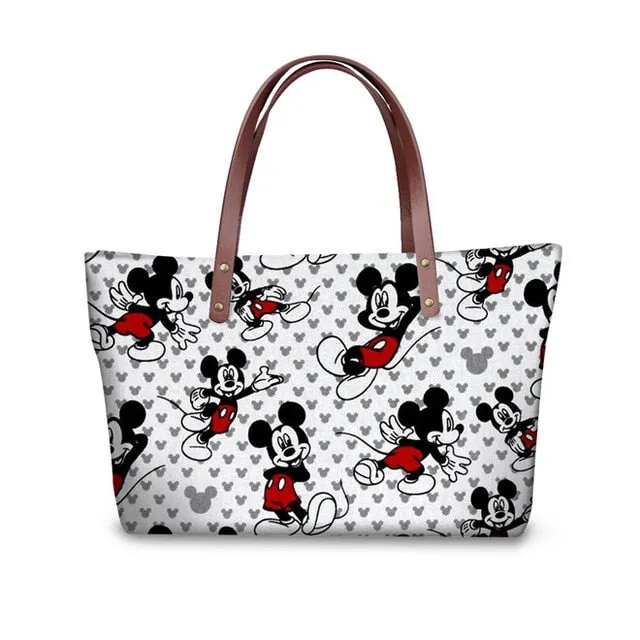 Cartoon Large Tote Shoulder Bag, Mouse Design