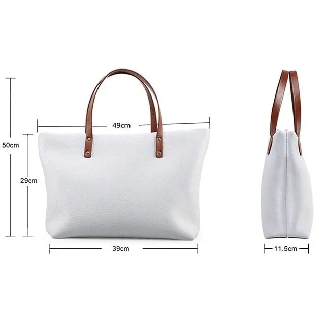 Cartoon Large Tote Shoulder Bag, Mouse Design