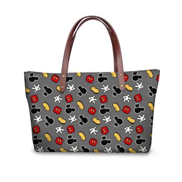 Cartoon Large Tote Shoulder Bag, Mouse Design