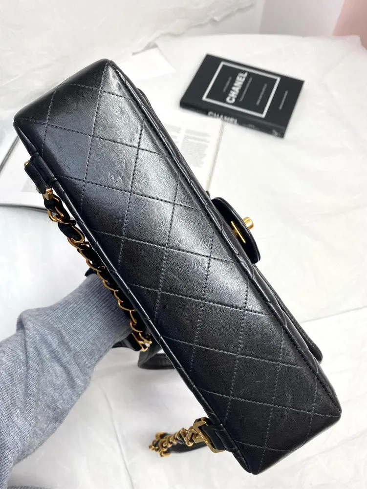 Chanel Vintage CF Black Leather Backpack Shoulder Bag