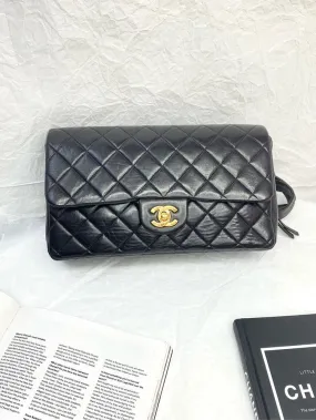 Chanel Vintage CF Black Leather Backpack Shoulder Bag