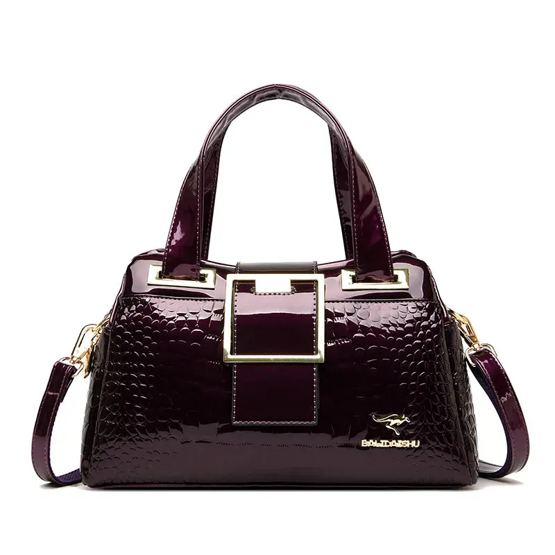 Chic Croc-Embossed Leather Crossbody Tote