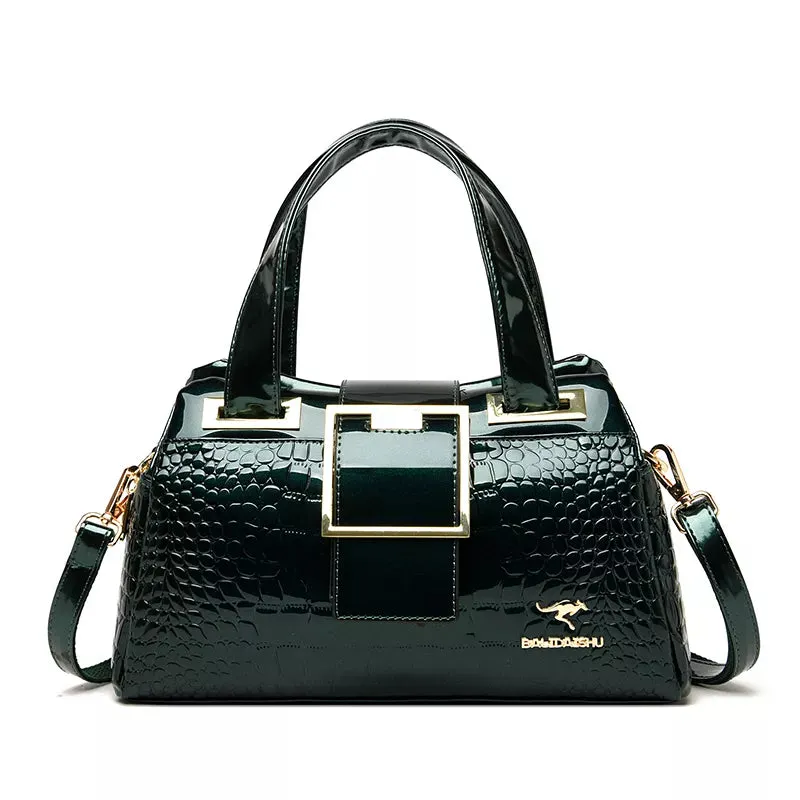 Chic Croc-Embossed Leather Crossbody Tote