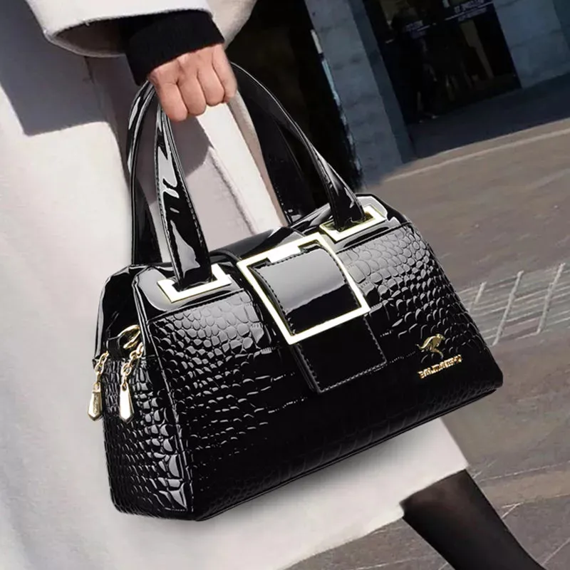 Chic Croc-Embossed Leather Crossbody Tote