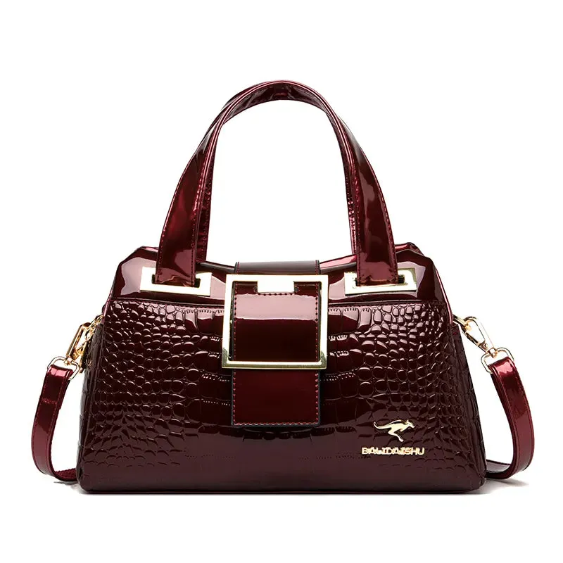 Chic Croc-Embossed Leather Crossbody Tote