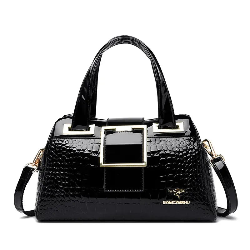 Chic Croc-Embossed Leather Crossbody Tote