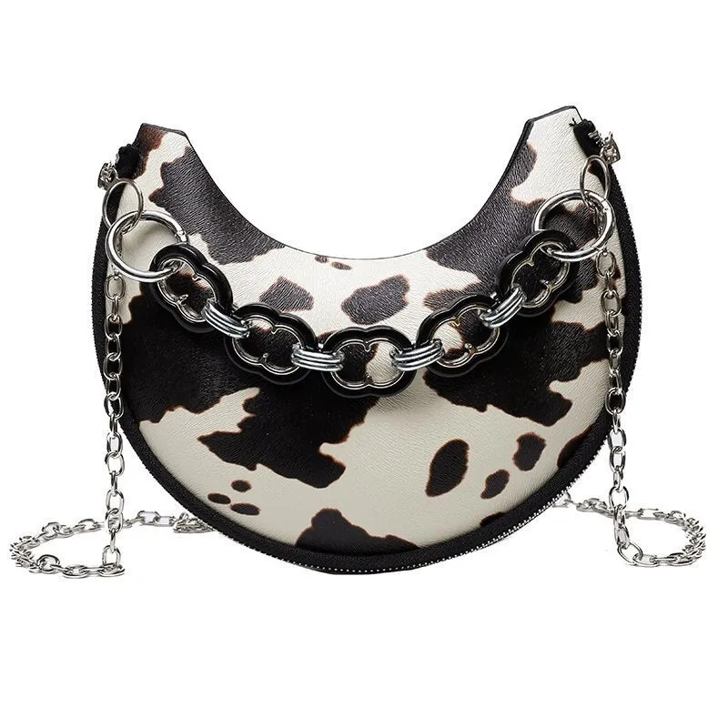 Christmas Gift 2021 New Creative Women's Leopard Chest Bag Shoulder Bag Handbag Purse Women Half Moon Serpentine Zebra Pattern Underarm Bag