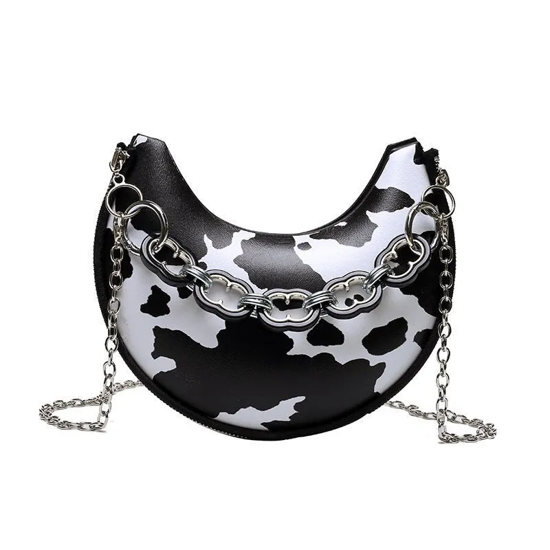 Christmas Gift 2021 New Creative Women's Leopard Chest Bag Shoulder Bag Handbag Purse Women Half Moon Serpentine Zebra Pattern Underarm Bag