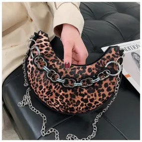 Christmas Gift 2021 New Creative Women's Leopard Chest Bag Shoulder Bag Handbag Purse Women Half Moon Serpentine Zebra Pattern Underarm Bag