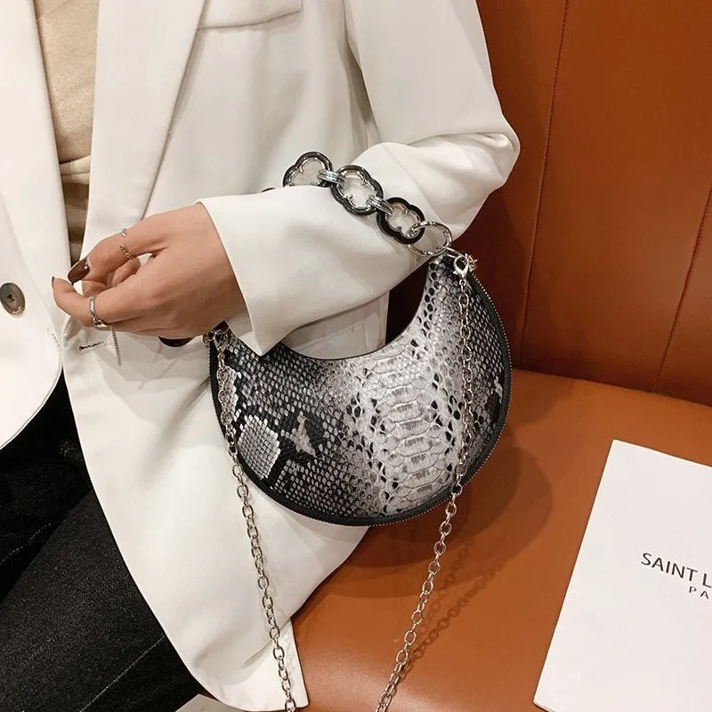 Christmas Gift 2021 New Creative Women's Leopard Chest Bag Shoulder Bag Handbag Purse Women Half Moon Serpentine Zebra Pattern Underarm Bag