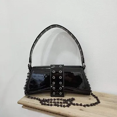Christmas Gift Fashion Gothic Shoulder Bags Hollow Out Strap for Women Moto Ladies Baguette Bag Designer Female Purses and Handbag Gift Y2K