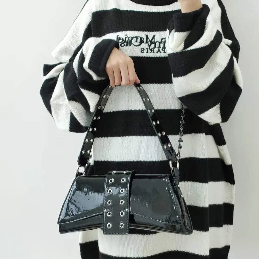 Christmas Gift Fashion Gothic Shoulder Bags Hollow Out Strap for Women Moto Ladies Baguette Bag Designer Female Purses and Handbag Gift Y2K