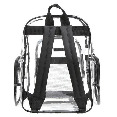 Clear Transparent PVC School Backpack with Black Trim