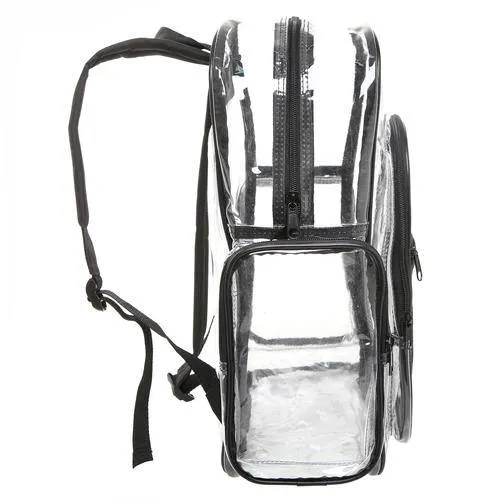 Clear Transparent PVC School Backpack with Black Trim
