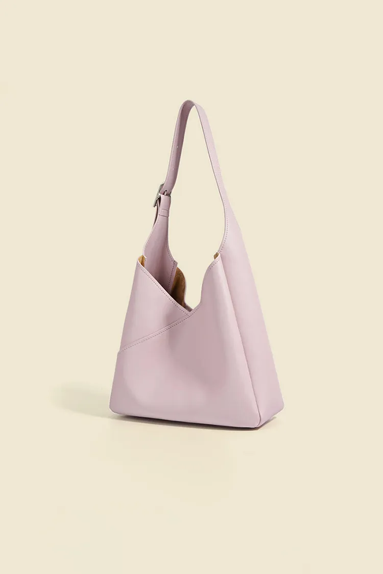 Color Block Leather Shoulder Hobo bag