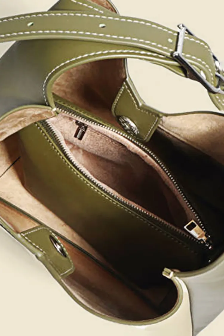 Color Block Leather Shoulder Hobo bag